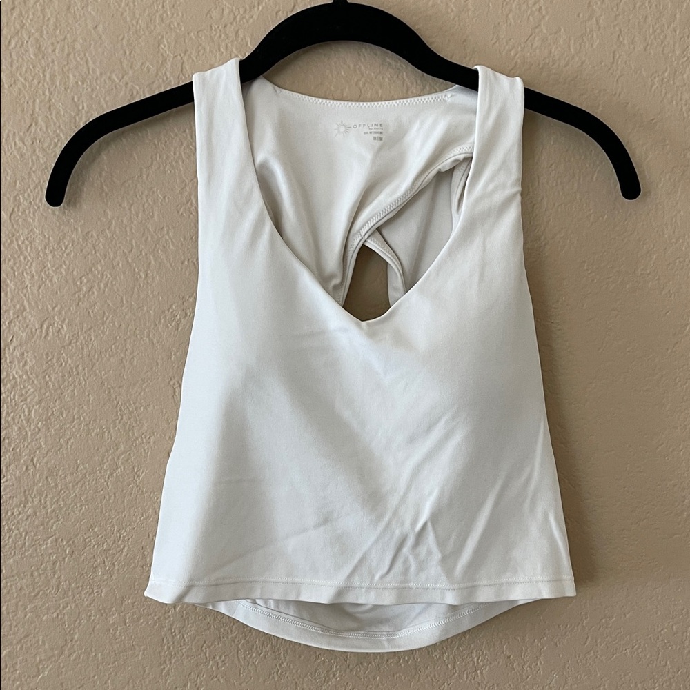 aerie white offline longline sports bra
